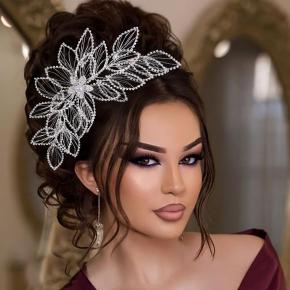 Silver thread openwork floral crystal headband, full diamond luxury headpiece, banquet dress styling accessory, stage party hair accessory