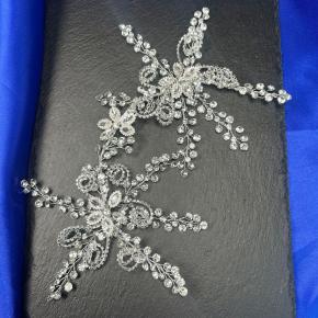 Fully diamond symmetrical floral headband, luxurious crystal twin vine headpiece, bridal banquet dress accessory