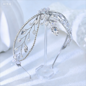 Light luxury hollowed out sparkling diamond headband for brides and princesses, crystal flower water droplet hair accessories wholesale