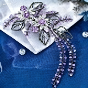 Sparkling princess style temperament bridal hair clip handmade purple rhinestone flower hair accessory party accessories