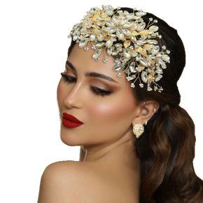 Cross border Bridal Crown Light Luxury Flower Bridal Hair Accessories Wedding Dress Accessories Handmade Diamond Hairbands