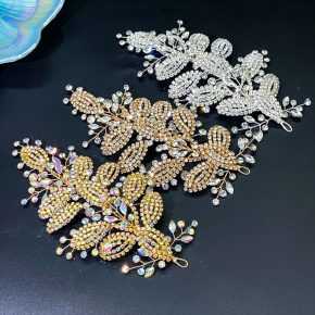 European and American handmade rhinestone headband, original design, new bride headpiece, colorful leaf hair accessories