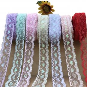 Lace trim, 3cm wide, colorful shimmering thread, DIY handmade mosquito net lace, tablecloth, curtain, clothing lace.