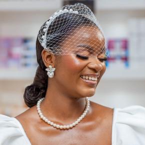 American mesh headband, Amazonian bridal headband, face-covering veil, party performance hollow hair accessory