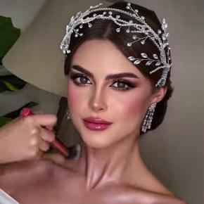 Foreign trade handmade rhinestone headband, bridal wedding dress hair accessory, double-row claw chain headband, crystal woven crown