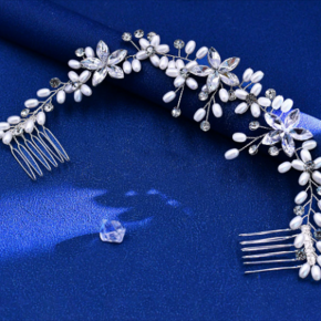 Wedding Bohemian Light Luxury Handmade Braided Hairbrush, Diamond Pearl Simple Headpiece