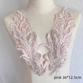 Black White Red Beaded Sequin Embroidery Patch Lace Mesh Applique for Wedding Dress Evening Gown DIY Decor