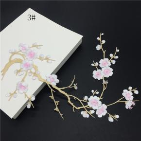 Wholesale Plum Blossom Embroidery Patch Computerized Flower Applique Iron On Patch for Clothing Repair DIY Decorative Accessories