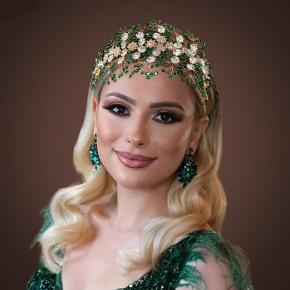 European and American Handmade Rhinestone Soft Headband Hair Accessories Bridal Hair Hoop Green Tiara for Wedding Party Performance