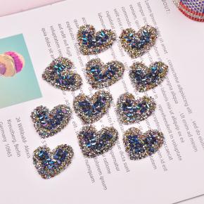 New Cross-border Crystal Rhinestone Heart Hotfix Patches, DIY Clothing Hat Hair Accessories
