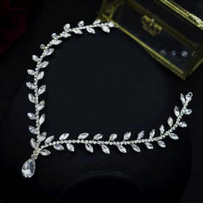 European and American minimalist headband creative bridal headpiece hanging rhinestone forehead chain wedding dress handmade hair accessories