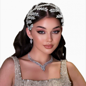 Foreign Trade Bridal Headwear Heavy Industry Water Diamond Disc Hair Straps Handmade Hair Slices Hair Crowns Wedding Hair Accessories Dress Accessories