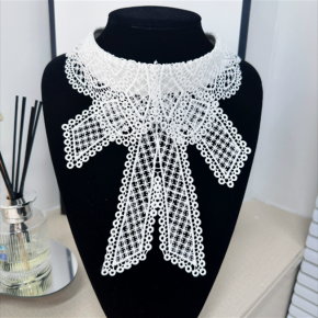 中国风刺绣蕾丝花边假领子女夏休闲百搭衬衫假衣领学院风蝴蝶领结