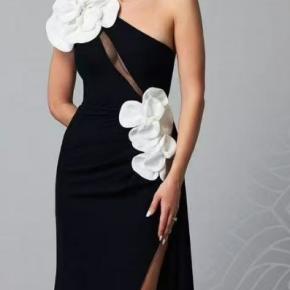 One Shoulder 3D Floral Bandage Dress Sexy Elegant Party Evening Gown