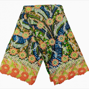 洒金蜡布立体水溶绣花布
