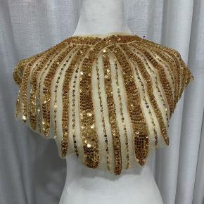 亮片珠管流苏领贴衣领装饰辅料黑白银金亮片领襟透气服装衣领配件