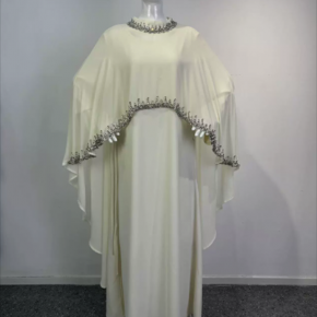 Middle Eastern Muslim Cross border Fashion Hand sewn Diamond Robe Elegant Long Dress