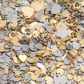 Stainless Steel Heart Star Charm Pendant Titanium Steel Color Retention End Beads Connector Tail Chain Tag for Necklace Bracelet Jewelry Making