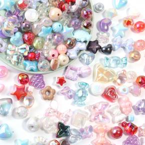 UV Plated Color Acrylic Round Beads DIY Mobile Phone Keychain Loose Beads Handmade Bracelet Necklace Jewelry Accessories