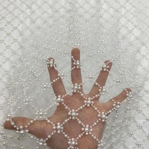 New Lattice Bead Embroidery Fabric, Large & Small Bubble Bead Embroidery Cloth for Wedding Dress Evening Dress Fashion Women Garment Material