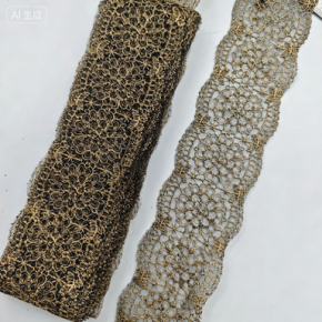 Vintage Black Gold Mesh Lace Trim High Quality Hollow Out Embroidery Ribbon for Clothing Decoration