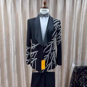 Fashion New Men's Suit Heavy Embroidery Groom Wedding Dress Suit Formal Party Suit Set