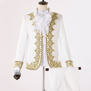 Men's 3-Piece European Court Retro Suit, Gothic Tuxedo for Halloween, Drama & Stage Performance, Prince Costume with Heavy Beaded Embroidery