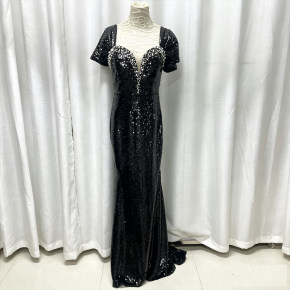Cross-border evening gown, European and American style, sexy strapless long sequined slim-fit mermaid dress