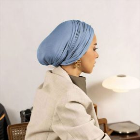 New solid color mercerized cotton headscarf for women, fashionable versatile pullover hat, breathable sun protection wrap head base cap