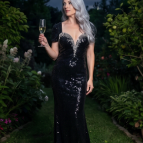 Cross-border evening gown, European and American style, sexy strapless long sequined slim-fit mermaid dress