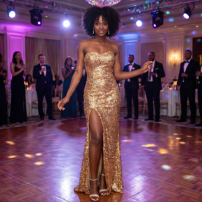 New high-end gold strapless evening dress, elegant and sophisticated, perfect for banquets and shimmering mermaid gowns.