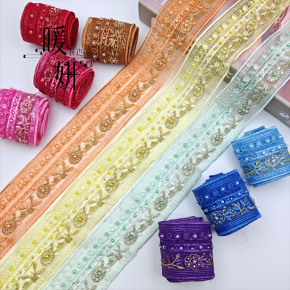 New-style Lace Ethnic Embroidery Centimeter Edging Qipao Sequin Cuffs Stage Handmade Accessories Embroidery Decorations