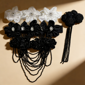 Heavy Beaded Glass Crystal Flower DIY Tassel Pendant Ornament Bridal Hair Accessory Waist Chain Parts Garment Accessories