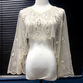 New European Style Heavy Sequin Beaded Pearl Shawl for Women Sun‑proof Versatile Elegant Cover Up Fashion Outerwear Blouse Top