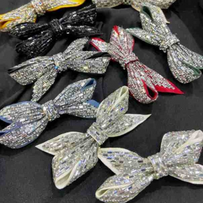 Full Rhinestone Bow Shoe Flower Multi‑purpose Ornament Brooch Hair Clip for Sandals High Heels Hat Garment Decoration Accessories