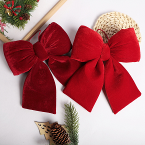 Hot Sale Red Velvet 3D Christmas Bow Ornaments, Handmade DIY Bowknot for Christmas Tree Decor Cross-border Wholesale