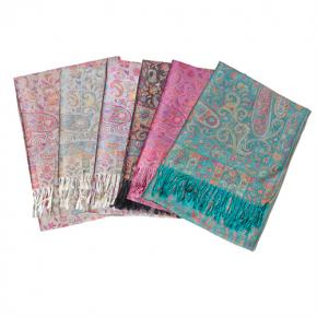 Ethnic Paisley Jacquard Tassel Shawl, Women Faux Cashmere Large Scarf