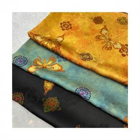 100% Viscose Double-sided Printed Jacquard Fabric, New Chinese Style Imitation Xiangyunsha Cloth for Cheongsam, Vest & Blouse