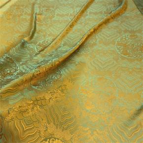Wave & Round Dragon Jacquard Fabric, Cupro Satin Chinese Style Cloth