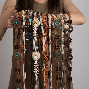 Bohemian Woven Tassel Waist Belt Ethnic Beaded Women Waist Chain For Dress