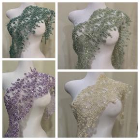Heavy Beaded Rhinestone Lace Applique, Asymmetrical 3D Floral Embroidery Patch for Wedding Dress Evening Gown Abaya