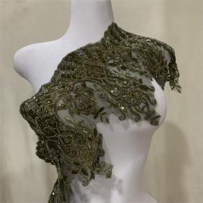 Hand Sewn Beaded Sequins Embroidery Lace Applique, 3D Floral Tulle Lace Patch for Wedding & Evening Dress