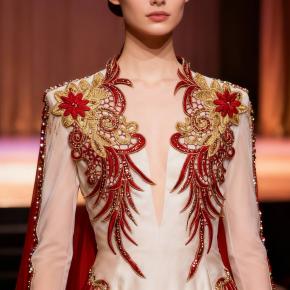 Water Soluble Gold Thread Embroidery Fake Collar, 3D Layered Floral Hollow Lace Collar Applique for DIY Garment Decoration