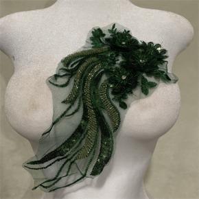 Phoenix Tail 3D Floral Sequin Beaded Lace Applique