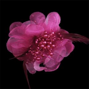 Korean Style Beaded Feather Fabric Flower Brooch Corsage Pin